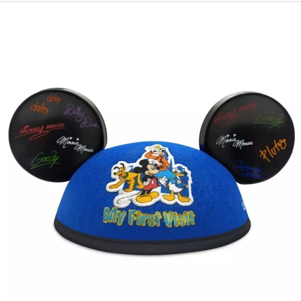 Disney World My First Visit Blue Felt With Black Plastic Ear Hat Teen Adult Osfm